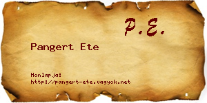 Pangert Ete névjegykártya